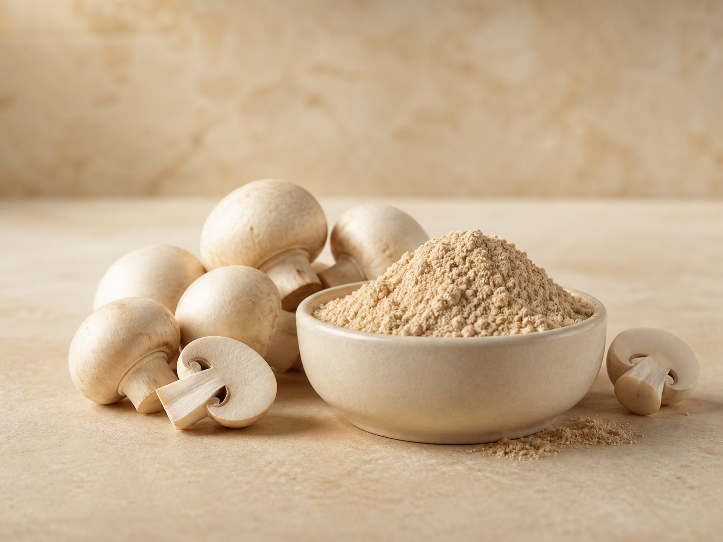 Button mushrooms and button mushroom powder
